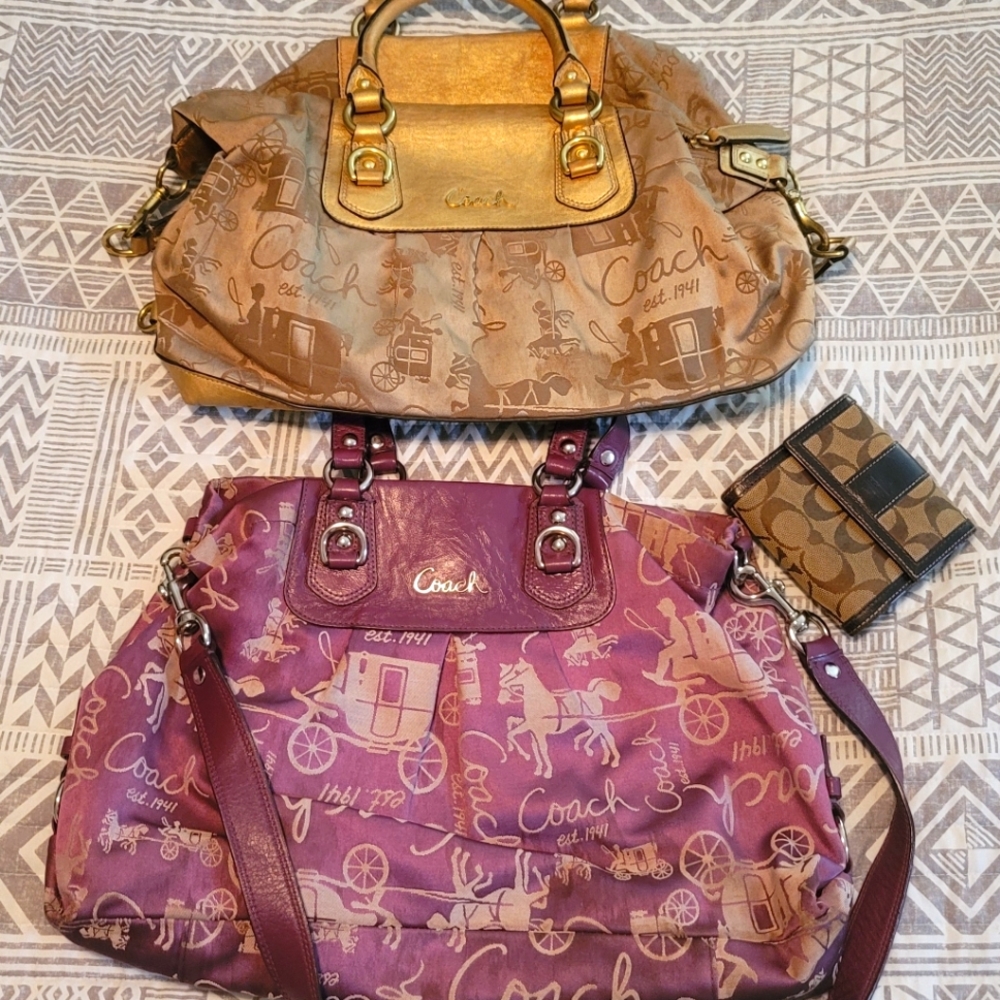 Two Vintage Coach Ashley Satchels with Vintage Wallet